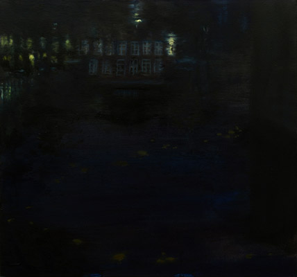 Ente paddelt zum Lerchenfeld, 65 x 70 cm, Oel auf Leinwand, 2009